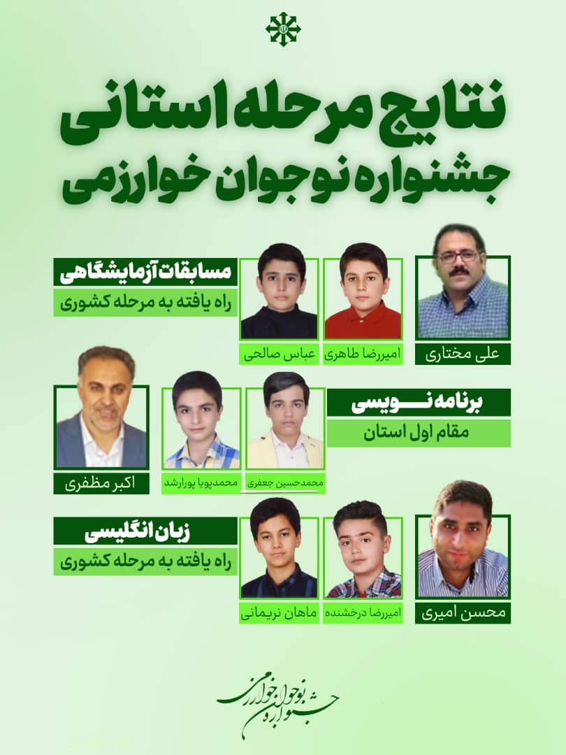 کسب سه رتبه اول استانی و راه یابی دو تیم به مرحله کشوری 